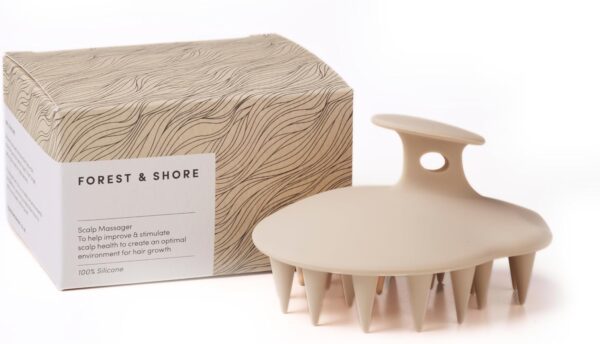 Forest & Shore - Masajeador de cuero cabelludo para el crecimiento del cabello, cepillo de silicona y aplicador de aceite para el cabello, F&S-SM