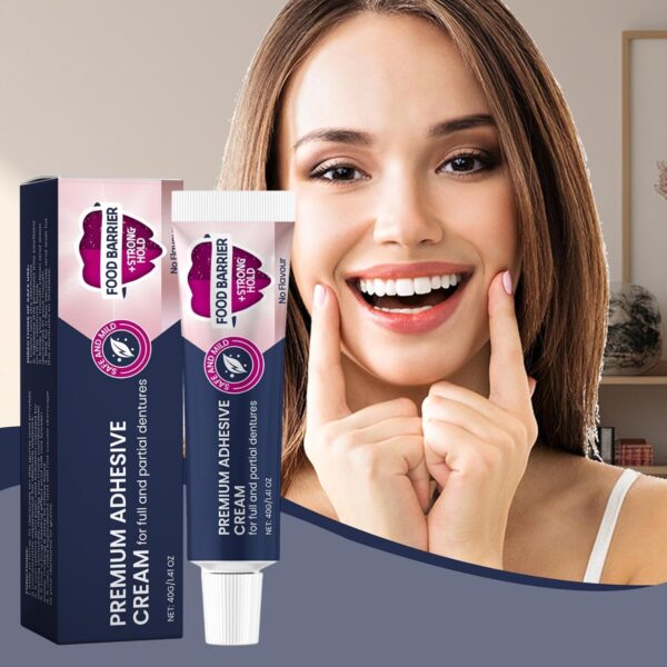 Uhngw Adhesivo para dentaduras postizas,Crema adhesiva para dentaduras postizas - Crema para dentaduras postizas de 40 g para una sujeción segura | Crema adhesiva de fijación fuerte durante todo el - Image 2