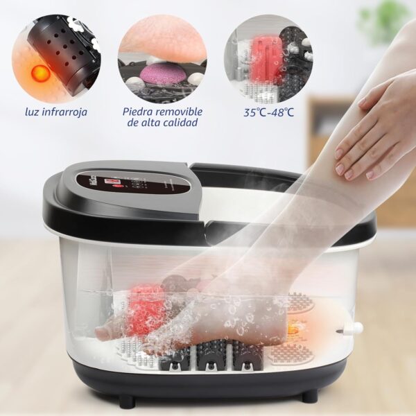 Masajeador de pies con masaje y calentamiento automático, baño de pies masajeador eléctrico, baño de pies con Shiatsu, modos de masaje de presión y amasado, funciones de vibración y burbuja - Image 5