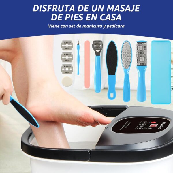 Masajeador de pies con masaje y calentamiento automático, baño de pies masajeador eléctrico, baño de pies con Shiatsu, modos de masaje de presión y amasado, funciones de vibración y burbuja - Image 6