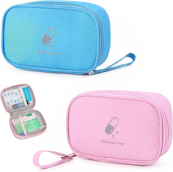 YanBous 2 Bolsas de Farmacia de Viaje,Bolsa de Medicamentos Pequeña Portátil,Botiquín de Primeros Auxilios Vacío,Bolsa de Medicamentos de Viaje,Botiquín de Bolsillo Vacío para Escuela,Camping, Hogar.