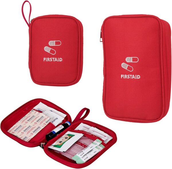 Zasjon 2 Piezas Bolsa Botiquin de Primeros Auxilios, Kit Primeros Auxilios, Mini Botiquin Viaje Portátil Caja Botiquin Vacia, Bolsa Médica Vacio Caja Medicamentos para Viajes al Aire Libre, Rojo