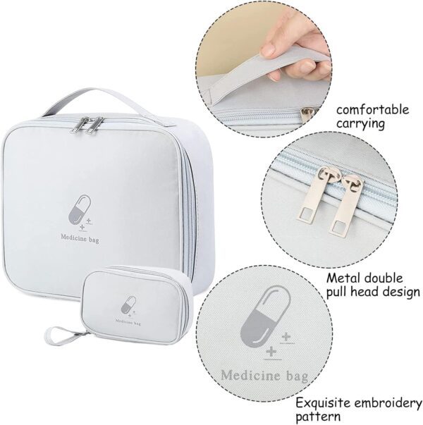 TZQFROCE 2 Piezas Bolsa Vacía de Médica Vacio Botiquín de Primeros Auxilios Bolsa de Medicamentos para Casa Deportes Trabajo Camping Senderismo Viaje - Gris - Image 3