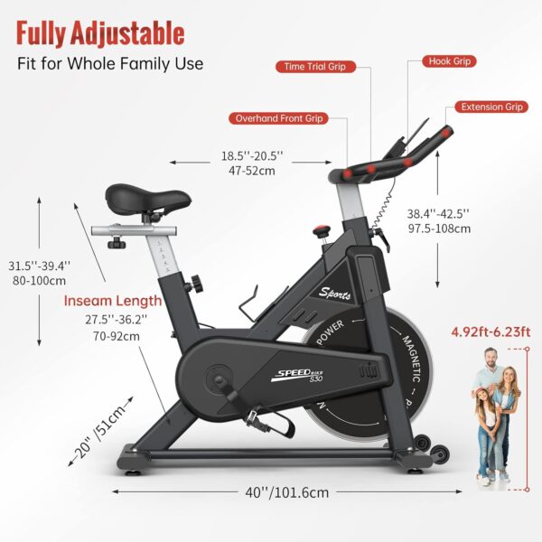 PASYOU Bicicleta Estática Magnética para Bici en Casa con Correa de Transmisión con Pantalla de RPM y Soporte para IPAD - Capacidad de Peso de 150 KG Negro - Image 6