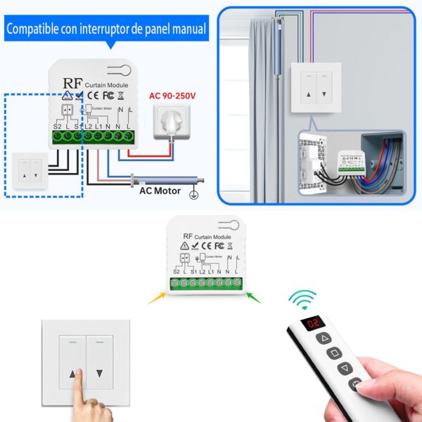 Tedeligo Interruptor De Persianas Por Radio, Receptor De Módulo De Relé Inalámbrico Con Rango De Control Remoto RF De Hasta 100M (3 receptores 1 transmisor) - Image 3