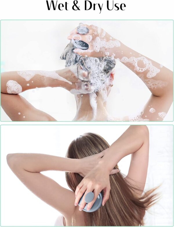 HEETA Masajeador Cuero Cabelludo para Cabello Mojado y Seco Cepillo de Masaje Suave para el Cuero Cabelludo, Cepillo para Champú con Cabezal de Silicona Suave para Exfoliación- Gris Cielo - Image 5