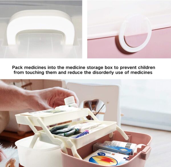 Gute Caja de medicina para almacenamiento seguro de medicamentos,organizador plegable de 3 capas,caja de almacenamiento de botiquines de primeros auxilios,al aire libre - Image 3