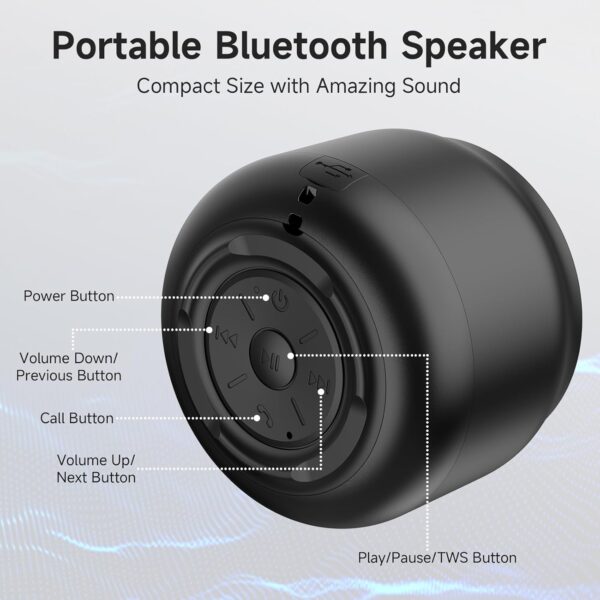 JYX Altavoz Inalámbrico Bluetooth, Altavoz Bluetooth Pequeño con Graves Potentes, Dura 15 Horas, de Llamada Manos Libres para el Hogar, Aire Libre, Viajes YH - Image 4