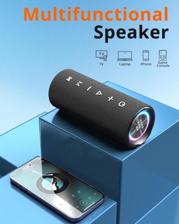 Tronsmart Mirtune C2 Altavoz Bluetooth 5.3, Altavoz Potente Portátil con Luz LED de Color, 24H de Reproducción,Impermeable IPX7, 360° Sonido Estéreo, Apoya TF, SD, para Exterior - Image 8