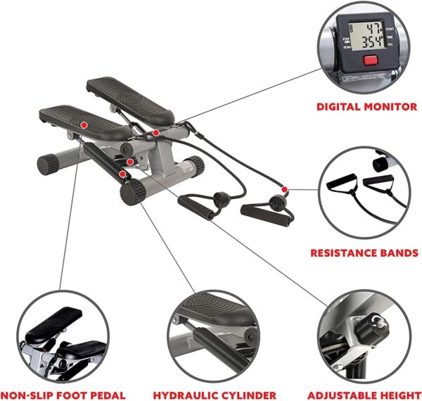 ZXLLAFT Fitness Mini Stepper con Bandas de Resistencia, Máquina de Ejercicio Paso de Altura Ajustable, Máquina de Ejercicios Twister de Cintura - Image 4