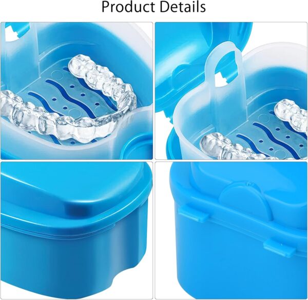 HENGBIRD 4 caja ferula dental, caja para prótesis, caja de dentaduras, caja de dentaduras, funda invisalign, caja dentadura postiza, cepillo para dentaduras postizas, contenedor para limpieza - Image 3