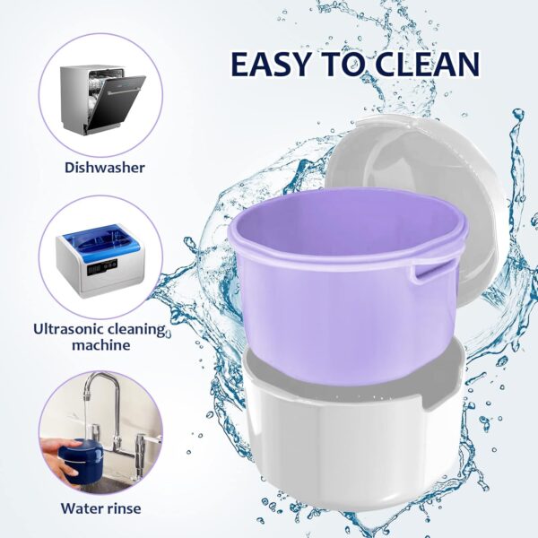 DIDATOOL Ferula Dental, Caja Dentadura Postiza, Baños para Dentadura, Estuche para Guardar la dentadura con Cesta de Enjuague Extraíble, Caja Dentadura Kit Limpieza Dental (Blanco) - Image 6