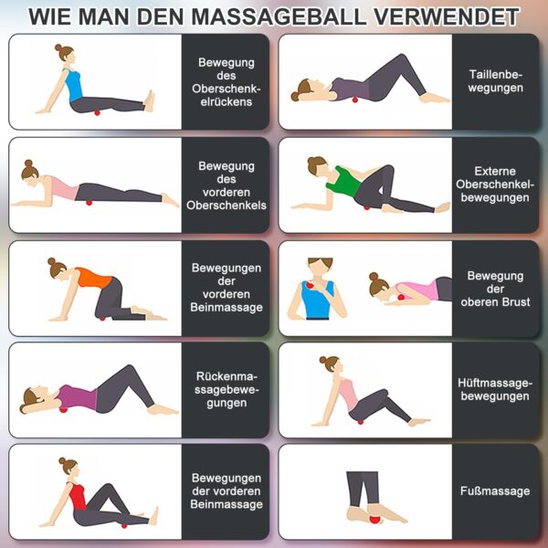 Gemtte 2 piezas pequeño juego de bolas fasciales, pelotas de masaje de espalda espina dorsal pies palma, bola de masaje de puntos gatillo para yoga, relajación muscular fascial (negro) - Image 7