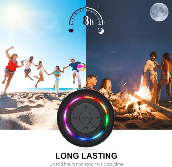 HAISSKY Altavoz Ducha Bluetooth, Impermeable Altavoz Inalámbrico Estéreo Pares para Todos Bluetooth Dispositivos Samsung iPhone,Manos Call Libres Altavoces Integrados para Hogar Fiesta Ducha Baño - Image 6