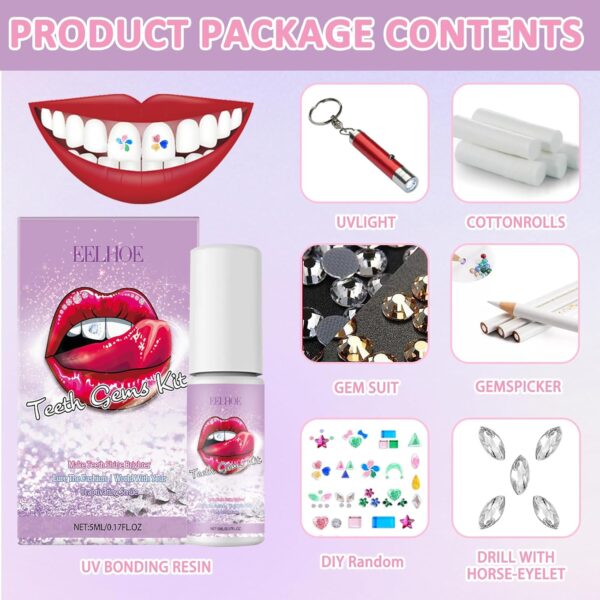 Gemas Dentales,Tooth Gems Kit,Diamante Dientes Kit,Kit De Gemas Para Dientes,Kit Diamante Dientes Kit,Para Decoración Dental Brillante y Reflectante Con Pedrería y Diamantes Marquesa - Image 2