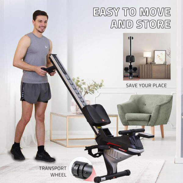 ISE Máquina de Remo para casa, Silenciosa, Freno Magnético, Máquina de Remo con 8 Niveles de Resistencia, Fuerza de Tracción máx de 15KG, Corredera de Aluminio, Nuevo Diseño Interno - Image 8