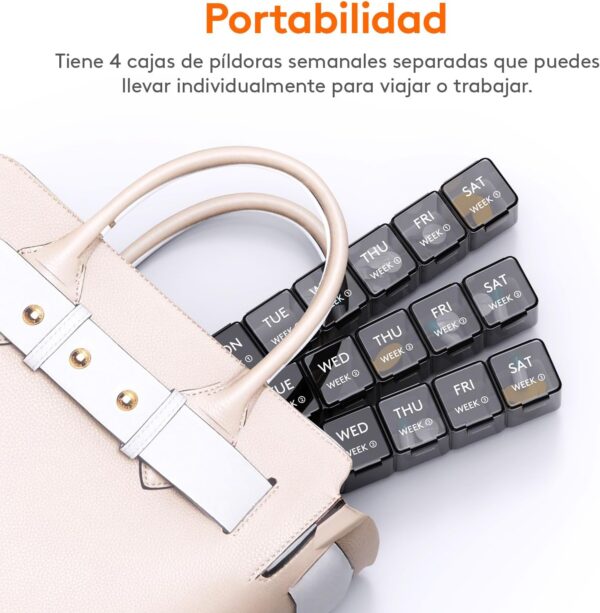 Lifewit Pastillero Mensual, Organizador de Pastillas de 28 Días, Pastilleros de 4 Semanas y un Mes, Organizadores de Medicamentos con Compartimentos Amplios para Vitaminas, Aceites, Suplementos - Image 7