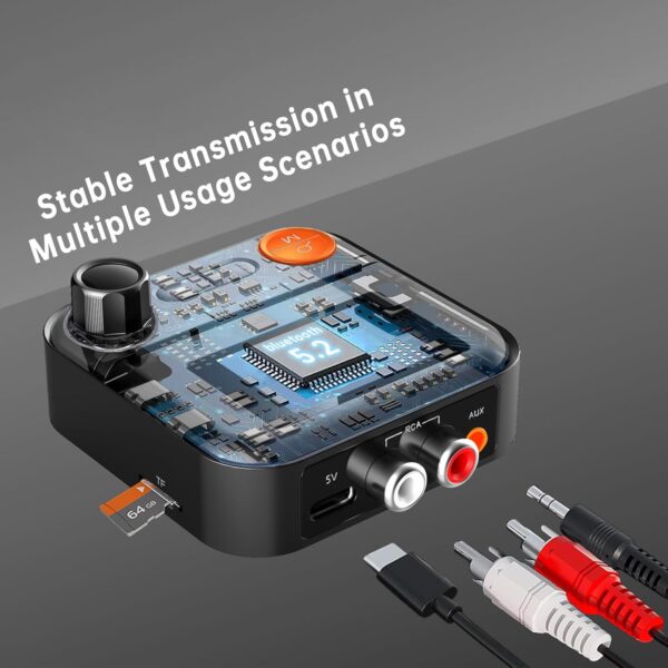 Dtaigou Receptor inalámbrico,Receptor inalámbrico para Altavoces | Adaptador de Amplificador inalámbrico con Cable de Audio de 3,5 mm,Admite Entrada de Tarjeta TF y Reproductor de MP3 - Image 8