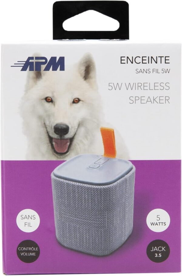 APM 571077 - Altavoz portátil con Bluetooth, Mini Altavoz inalámbrico, Formato Compacto, diseño Moderno, hasta 8 Horas de autonomía, Resistente a Las Salpicaduras de Agua IPX4, Gris, 571077 - Image 5