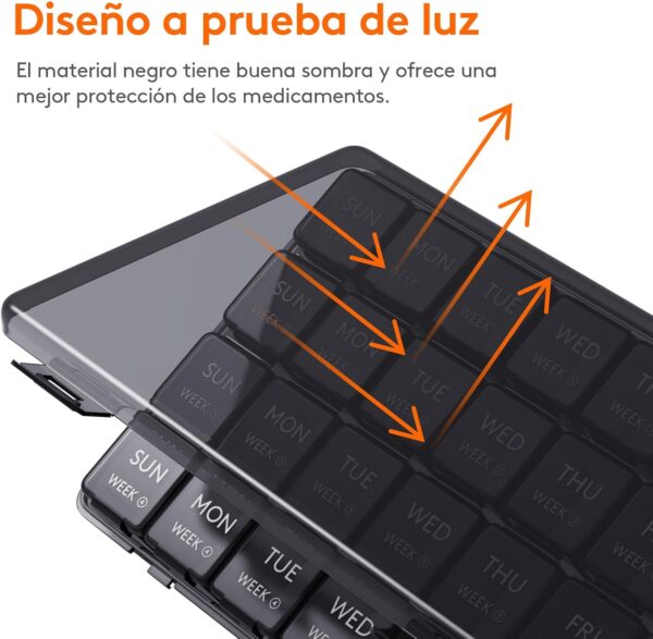Lifewit Pastillero Mensual, Organizador de Pastillas de 28 Días, Pastilleros de 4 Semanas y un Mes, Organizadores de Medicamentos con Compartimentos Amplios para Vitaminas, Aceites, Suplementos - Image 8