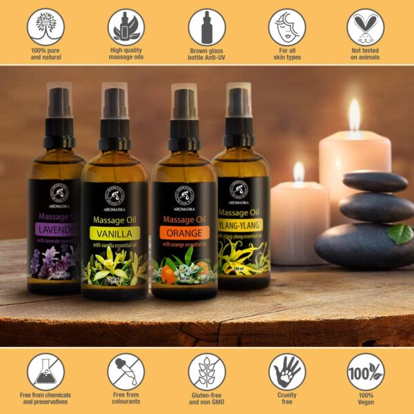 Aceite de Masaje Vainilla 100ml con Aceites de Almendra - Semillas de Uva - Aceites los Gérmenes de Trigo - Vainilla - Cosméticos Naturales con Maravilloso Aroma - Aceite de Masaje - Image 2