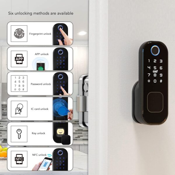 Cerradura Inteligente De Huellas Dactilares Cerraduras De Puerta De Entrada Sin Llave Cerradura De Combinación Inalámbrica Para El Hogar Con Aplicación Control Remoto Llaves De Repuesto Código De Tarj - Image 3