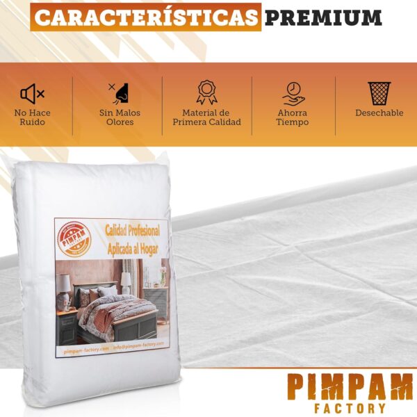 PimPam Factory - Pack 200 Sábanas de TNT Desechables 14gr - 80x200cm - Hipoalergénico - Repele Líquidos - No Ajustable - Ideal para Camas y Camillas de Masaje - 100% Reciclables - Image 2