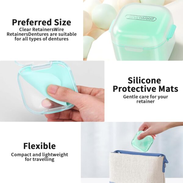 LoQuick Estuche para dentadura postiza,caja para dentadura postiza,Caja de Dentadura Dental Baño Con Colador,Contenedores Portátiles para Prótesis,Almacenamiento y Remojo de Aparatos Dentales(Verde) - Image 4