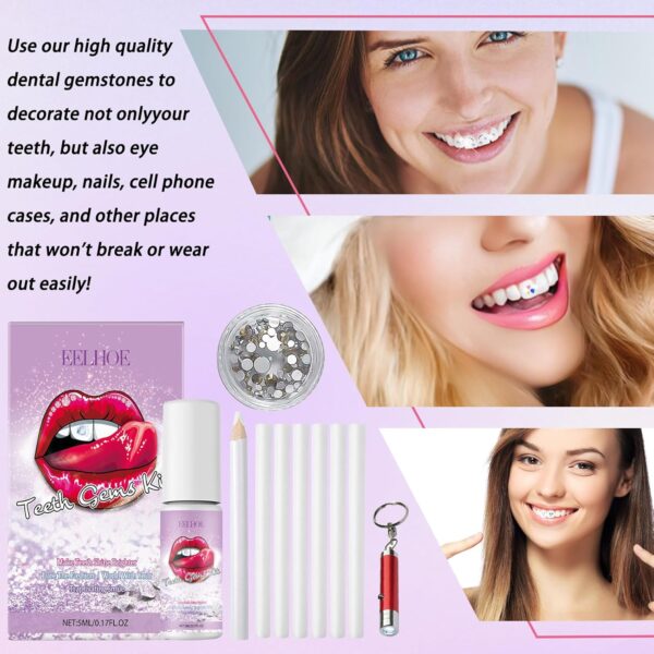 Gemas Dentales,Tooth Gems Kit,Diamante Dientes Kit,Kit De Gemas Para Dientes,Kit Diamante Dientes Kit,Para Decoración Dental Brillante y Reflectante Con Pedrería y Diamantes Marquesa - Image 6