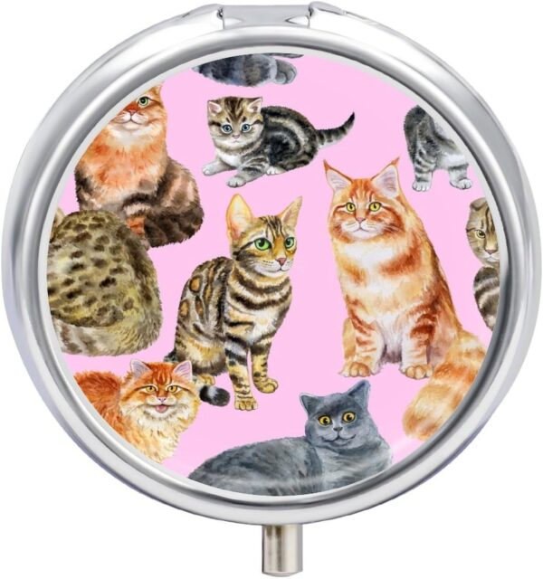 Gato De Dibujos Animados Pastillero Portátiles De Viaje Dosificador De Comprimidos Organizador Medicación 5 cm