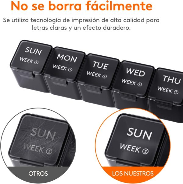 Lifewit Pastillero Mensual, Organizador de Pastillas de 28 Días, Pastilleros de 4 Semanas y un Mes, Organizadores de Medicamentos con Compartimentos Amplios para Vitaminas, Aceites, Suplementos - Image 6