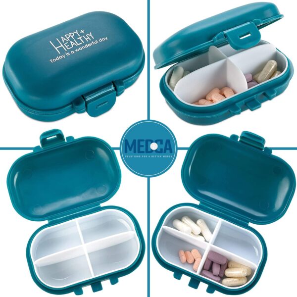 Organizador de pastillas- Caja de cuatro compartimientos. Organizador de vitaminas para el uso diario en bolsillo o cartera - Image 7