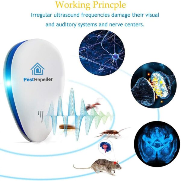 Repelente Ultrasónico de Plagas,Repelente de ultrasonidos para Ratones,Repelente para Mosquitos,Repelente Eléctrico Extra Fuerte para arañas,Trampas para Ratones,cucarachas,chinchetas-4 Pack - Image 4