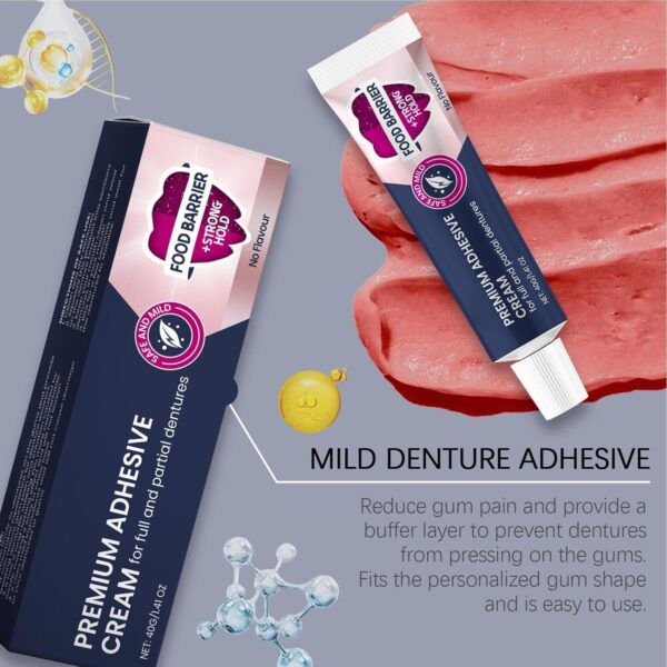 Uhngw Adhesivo para dentaduras postizas,Crema adhesiva para dentaduras postizas - Crema para dentaduras postizas de 40 g para una sujeción segura | Crema adhesiva de fijación fuerte durante todo el - Image 8