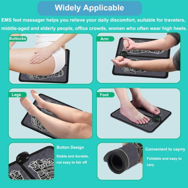 Masajeador de Pies Eléctrico, Masajeador pies con Tecnología EMS para Circulación y 6 Modos, 20 Niveles de Intensidad Ajustable para Alivio del Dolor Masajeador de pies para la relajación muscular - Image 5