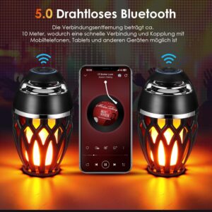 Altavoz Bluetooth con luz de llama LED, altavoz inalámbrico impermeable, Blueto...