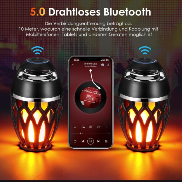 Altavoz Bluetooth con luz de llama LED, altavoz inalámbrico impermeable, Bluetooth 5.0, inalámbrico, portátil, audio HD, altavoz Bluetooth, luz LED, regalos para niñas, jóvenes, mujeres, hombres - Image 2