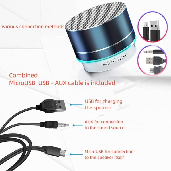 keegoo Altavoz Bluetooth Altavoz portátil Mini Altavoz bajo estéreo Trompeta luz inalámbrica Soporte LED FM USB Micro SD para Ordenador portátil Tableta Smartphone Hogar y al Aire Libre Etc - Image 6