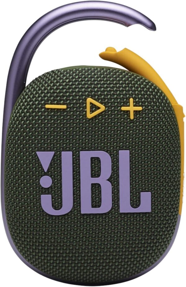 JBL Clip 4, Green - Altavoz portátil Bluetooth 5.1 - Hasta 10 horas de reproducción - Impermeable y resistente al polvo - Incluye altavoz con cancelación de ruido y eco