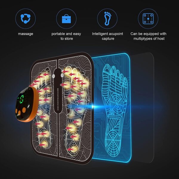 Masajeador de pies EMS Masajeador de Pies, Masajeador Plantar Eléctrico Plegable y Portátil, para Circulación Sanguínea y Alivio del Dolor Muscular, 8 Modos y 19 Intensidades - Image 4