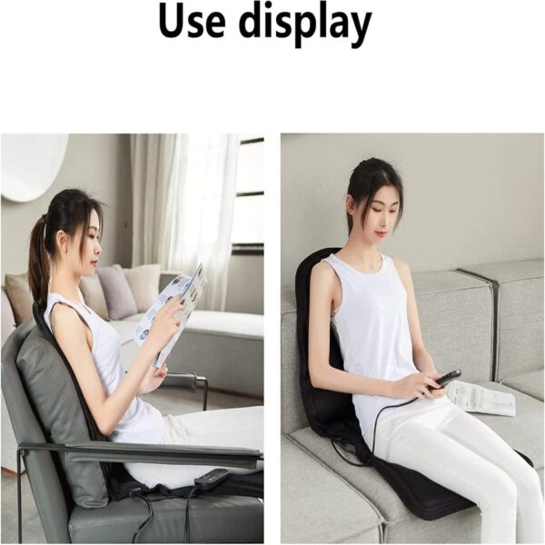 SHANRROW Almohadilla de masaje corporal eléctrica, cojín de silla de masaje con calefacción de cuerpo completo, almohadilla de silla de masaje para espalda completa - Image 7