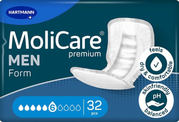 MoliCare Premium Form MEN 6 gotas para incontinencia media: alta seguridad, protección extra contra fugas y discreción para hombres, 32 unidades - Image 3