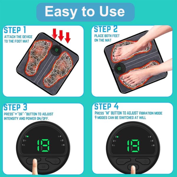 Masajeador de Pies Eléctrico, Masajeador pies con Tecnología EMS para Circulación y 6 Modos, 20 Niveles de Intensidad Ajustable para Alivio del Dolor Masajeador de pies para la relajación muscular - Image 6