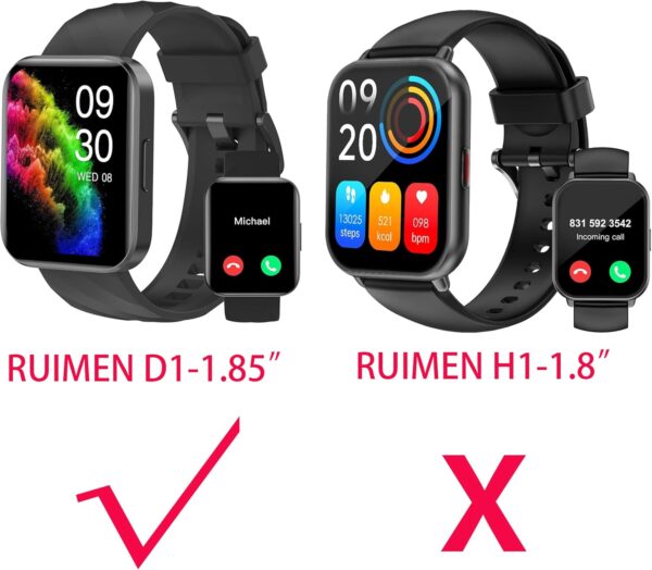Blueshaweu Funda compatible con reloj inteligente RUIMEN D1 1,85 pulgadas, TPU flexible, protección completa con protector de pantalla, resistente a los arañazos, funda para reloj inteligente RUIMEN - Image 3