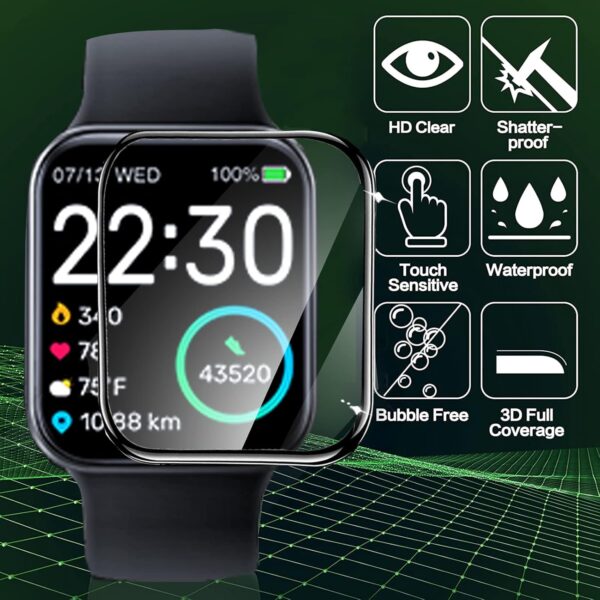 Blueshaweu compatible con PTHTECHUS Reloj protector de pantalla para PTHTECHUS S80 1,83 pulgadas reloj inteligente para niños, 3D cobertura completa HD protector de pantalla (3 paquetes) - Image 3