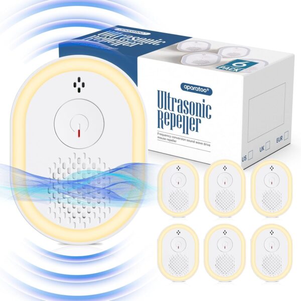 Repelente Ultrasónico de Plagas 6 Paquetes, Repelente Ultrasónico Antiparasitario Electrónico Repelente Mosquitos Insectos Control para Interiores Anti Cucarachas, Moscas,Mosquitos,Ratones,Arañas - Image 2