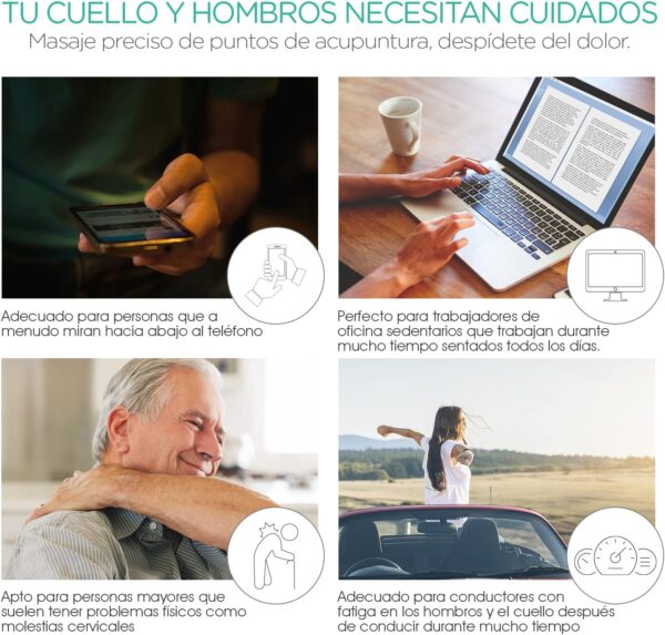 VOYOR Masajeador de Cuello Shiatsu, Masajeador Cervical y de Espalda, Masaje para Cervicales Hombros Manual Tejido Profundo Relajación para Alivio de Fatiga y Dolor MS110 - Image 3