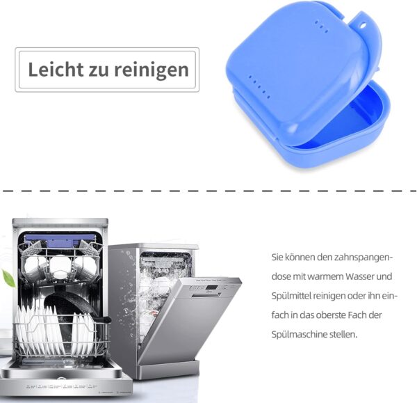 Annhua Silm Estuche para Dentadura, Caja Dentadura Postiza, Caja De Retenedor, Contenedor Para Dentadura (Azul) - Image 3