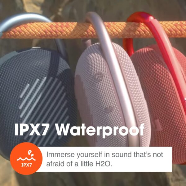 JBL Clip 4, Green - Altavoz portátil Bluetooth 5.1 - Hasta 10 horas de reproducción - Impermeable y resistente al polvo - Incluye altavoz con cancelación de ruido y eco - Image 5