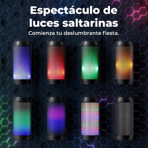 ELEHOT-Store Altavoz Bluetooth Potente Portatil con Luz LED de 5 Modos Inalambricos Recargable USB apoya TF Card/Memoria USB de 32G Estereo, Verde - Image 3